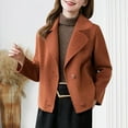thumbnail image 2 of Felirenzacia Women's Winter Single Breasted Wool Coat Long Sleeve Notch Lapel Short Trench Coat, 2 of 6