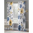 thumbnail image 5 of Sheer Curtain Panels Blue Yellow Flower Rod Pocket Voile Window Curtains Vintage Floral Window Treatments Ligh Filtering Privacy Curtain Drapes for Bedroom Living Room 2 Panel Set 108 Inch Length,, 5 of 9