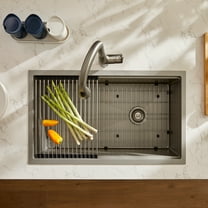 JOMOO 30" Undermount & Drop-In Kitchen Sink, Stainless Steel Single Bowl Kitchen Sink with Grid, Dish Drying Rack, Drain Assembly