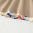 thumbnail image 5 of Jalioing Kids Baby Girls Sleeveless Dress Plaid Patchwork Lapel Dresses Bow Cinch Rise Romper Skirts (7-8 Years, Khaki), 5 of 7