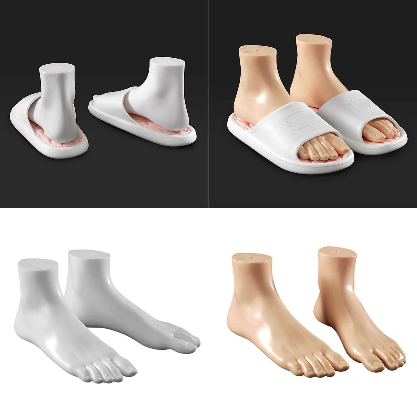 Pack of 2 Professional PVC Foot Mannequin Shoe Exhibition Foot Model for Footwear Presentation Academic Demonstration