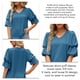 thumbnail image 3 of Blusa de manga corta con volantes para mujer, cuello en V, manga abombada, blusa lisa, Tops holgados para citas en el trabajo, 3 of 6