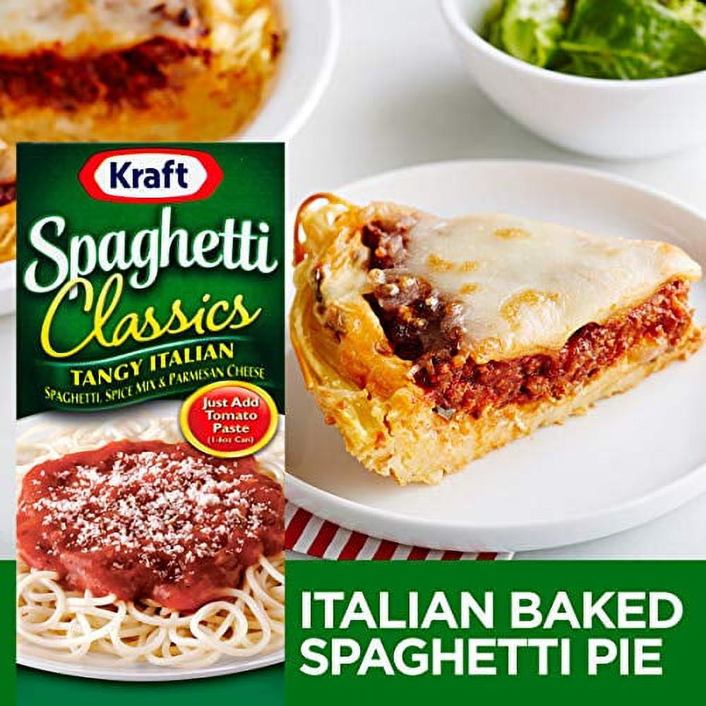 (4 pack) Kraft Spaghetti Classics Tangy Italian Spaghetti, Spices, & Parmesean Cheese Meal Mix, 8 oz Box