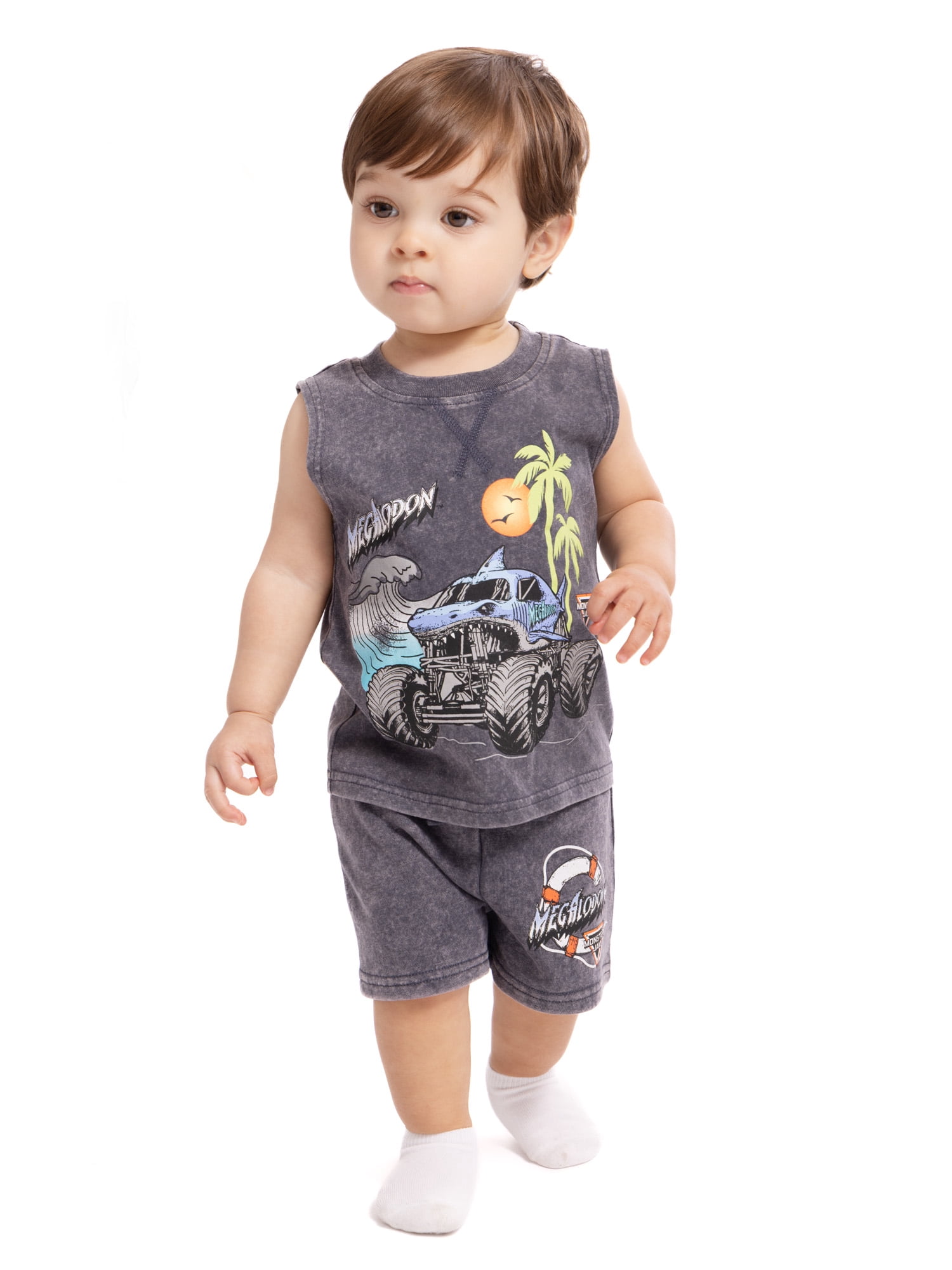 Monster Jam Baby Boys Sleeveless Graphic Tank Top and Shorts Set, 2-Piece, Sizes 0/3M-24M