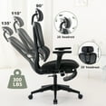 thumbnail image 3 of Home Office Chair, Nylon Mesh Computer Chair with 2D Adjustable Armrest & Headrest & Footrest & Lumbar Support & Seat Height, Modern Upholstered Swivel Desk Chair with Ergonomic Backrest, Black, 3 of 7