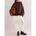 thumbnail image 4 of Womens Loose Horseshoe Jeans Wide Leg Patchwork Low Rise Denim Pants with Pockets White S, 4 of 6