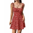 thumbnail image 3 of Robe Boho à Fleurs pour Femmes, Combishort à Bretelles Spaghetti, Robe Smockée Rouge m, 3 of 8