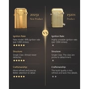 Automatic Ignition Soft-Flame Luxury Brass Kerosene Lighter,Refillable,Safety Lock,Grinding Wheel,Electroplated 18K Gold,Engraving,Gift Box,Collectible,Thorens Gen 3 Single Claw Spaced Water Ripple