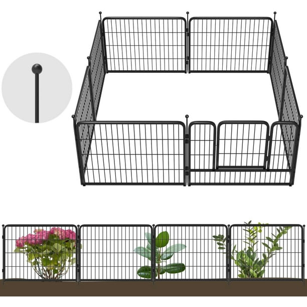 Metal Fence Panels, 8Panel Decorative Garden Fence 24inchHigh Multi