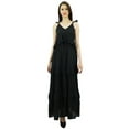 thumbnail image 3 of Bimba Sexy Summer Spaghetti Strap Sundress V-Neck Casual Ruffle Long Maxi Beach Dress, 3 of 9