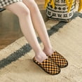 thumbnail image 5 of Slippers for Women, Black orange checkered Womens Slippers Fuzzy Winter House Shoes, Soft Anti-Skid Slippers Indoor and Outdoor, 5 of 7