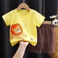 thumbnail image 4 of HCNTES Toddler Boy Summer Clothes Construction Cute Print Striped T-Shirt & Shorts 2Pcs Set Toddler Boy Outfit, 4 of 4
