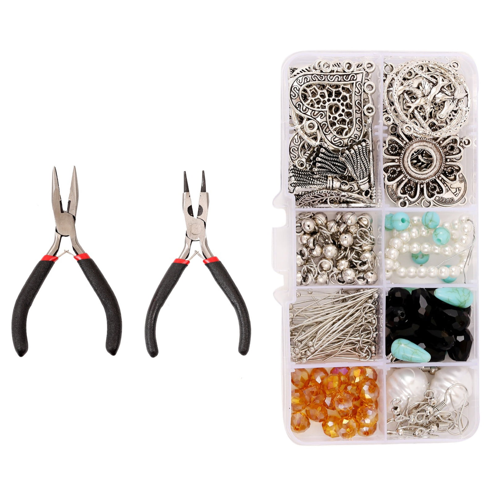 Willstar 1 Set DIY Jewellery Making Kit Pliers Silver Beads Wire