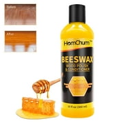 HomChum Yellow Beeswax, Wood Seasoning Beewax, Multipurpose Natural Wood Wax Traditional Beeswax Polish for Furniture, Floor, Tables, Chairs, Cabinets, Christmas Gifts, 10 fl oz