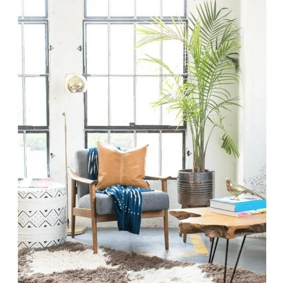 Real Leather Accent Pillow - Brown