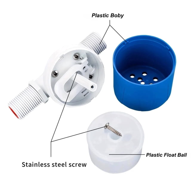 JIAHAOO 1/2" Plastic Water Level Floating Valve Side Inlet Easy Install For Water Tanks Cooling Towers