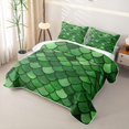 thumbnail image 3 of Manfei Fish Scale Quilt King, Vibrant Mermaid Princess King Coverlet Set, Green Lime, 3 Pieces, 1 Bedspread and 2 Pillowcases, 3 of 7