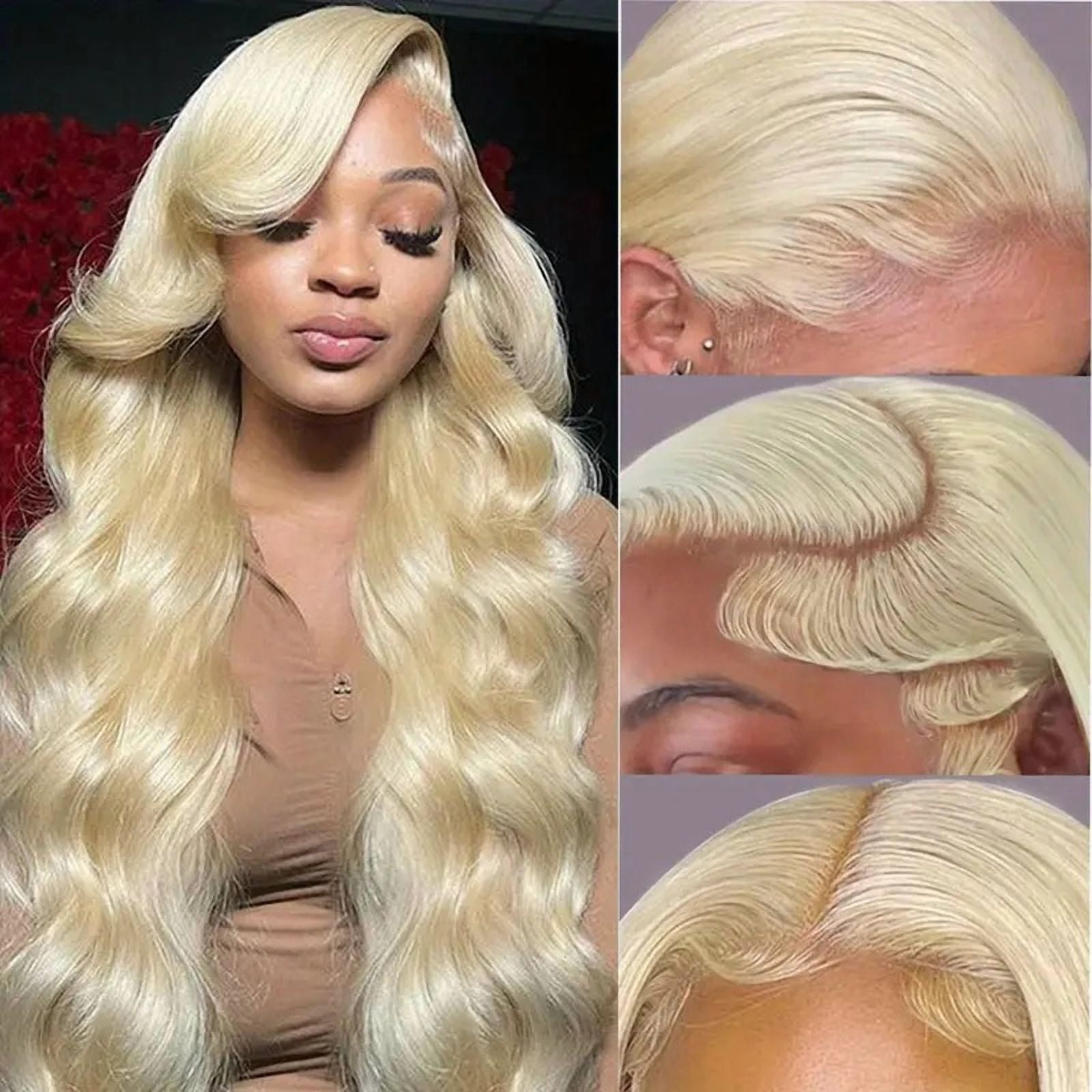 Blonde long hair body front lace wigs human hair wigs