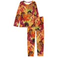 thumbnail image 4 of FKELYI Fall Maple Leaf Women Pajamas Size M Durable Thanksgiving Hazelnut Long Sleeve Women Pjs Soft Women Sleepwear 2 Piece, 4 of 5