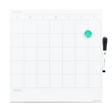 U Brands UBR461U0004 14 x 14 in. Cubicle Magnetic Dry-Erase Calendar Board - White Surface