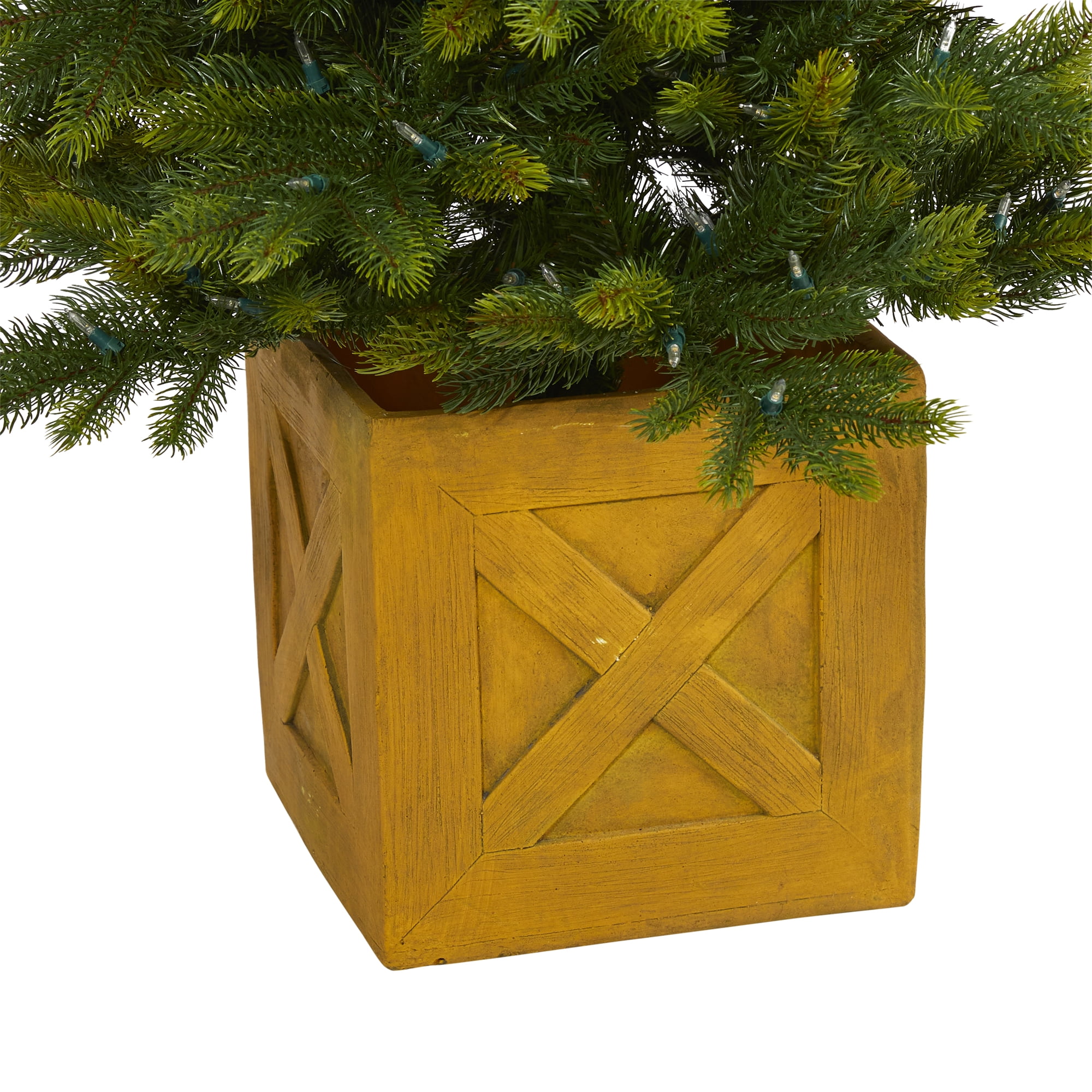 Nearly Natural 5' Manchester Fir Artificial Christmas Tree in Decorative Planter with 250 LED Lights