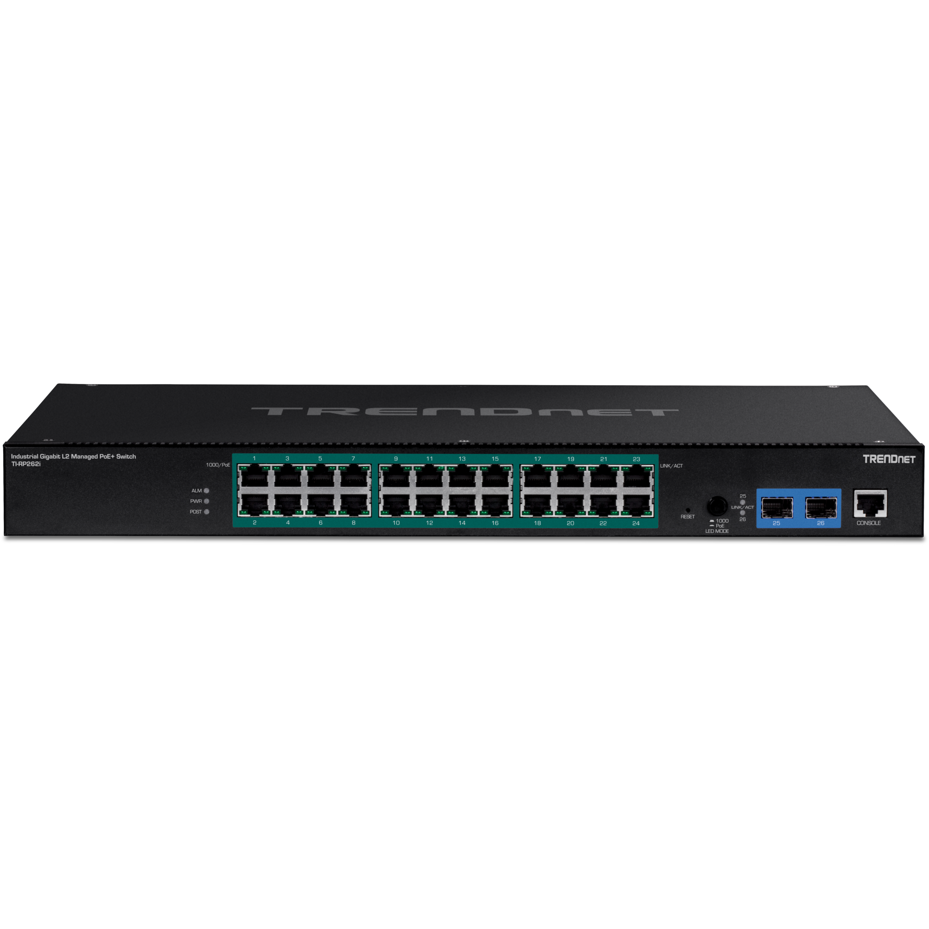 TRENDnet TI-RP262i,26-Port Industrial Gigabit L2 Managed PoE+ Rackmount Network Switch