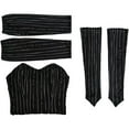 thumbnail image 6 of Women Black and White Striped Dress Adult Sexy Slim Slit Dress Strapless Evening Gown, 6 of 7