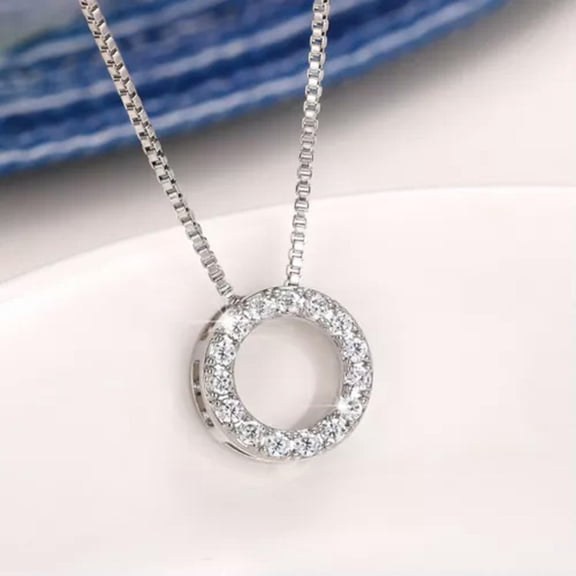 925 Silver Necklace Pendant Cubic Zirconia Women Wedding Party Elegant Jewelry