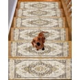 thumbnail image 2 of Stair Treads for Wooden Steps,Beige Vintage Boho Peel and Stick Stair Treads with Adhesive,Ethnic Tribal Geometric Abstract Non Slip Indoor Stairs Runner Rugs Mats for Elders Dogs 8"x30" 7PCS, 2 of 7