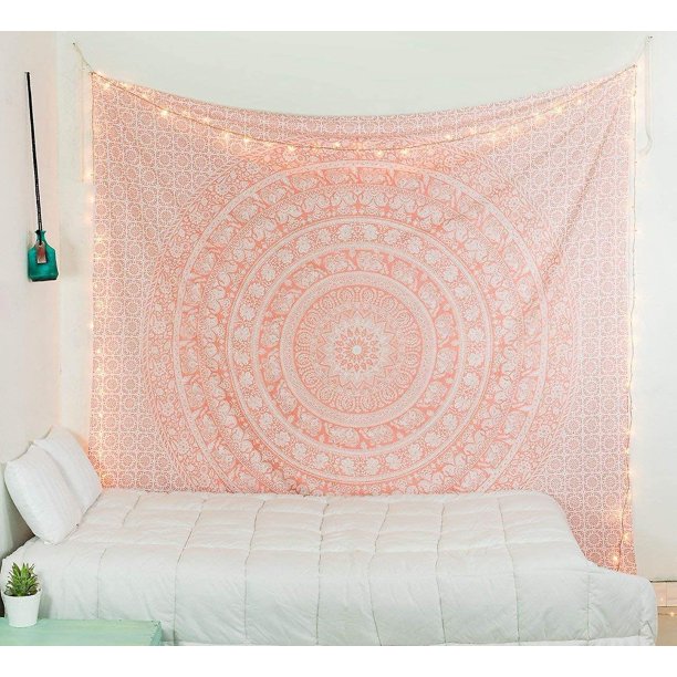 Tapiz de árbol para colgar en la pared, bosque psicodélico y pájaros, tapiz bohemio, tapiz para sala de estar, decoración del hogar