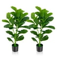 thumbnail image 1 of Gymax Artificial Tree 2-Pack Artificial Fiddle Leaf Fig Tree for Indoor and Outdoor, 1 of 10
