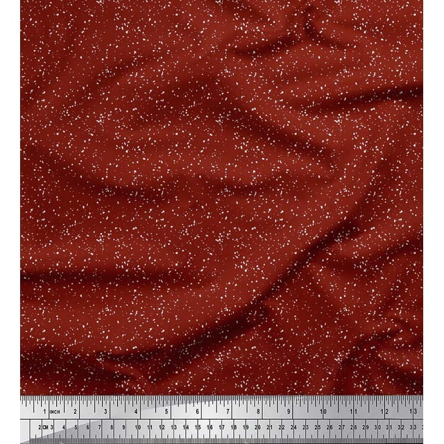Soimoi Red polyester Crepe Fabric Splatter Art Abstract Printed Craft Fabric by the Yard 42 Inch Wide