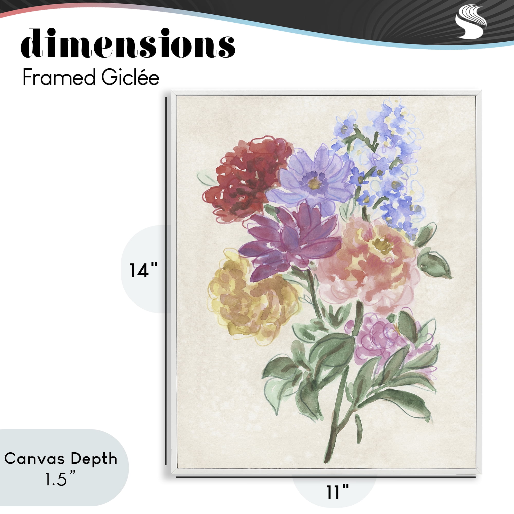 Stupell Industries Blooms On Parchment White Framed Giclee Art, design by June Erica Vess