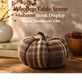 thumbnail image 3 of Fall Fabric Pumpkins Decor,Vintage Plaid Fabric Pumpkins Autumn Decor,Rustic Farmhouse Pumpkins for Mantel Table, Thanksgiving Halloween Autumn Home,Coffee, 3 of 7