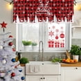 thumbnail image 5 of Christmas Curtain Valances for Windows, Kitchen Valance Window Treatments Panel 2 Pack, Winter Snowman Snowflake Xmas Trees Red Plaid Rod Pocket Short Curtains for Bathroom Bedroom 60 x 18 Inch, 5 of 8
