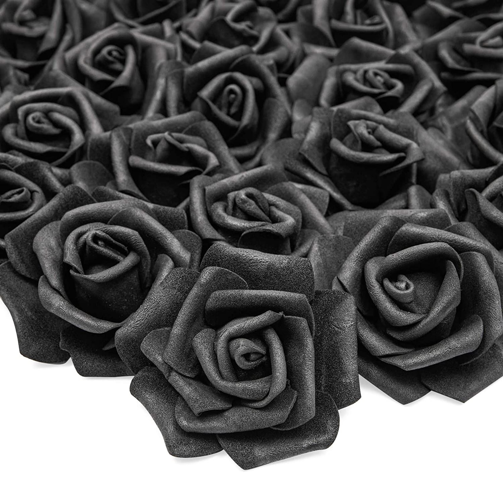 200 Pack Black Roses Artificial Flowers for Decoration, Small Fake