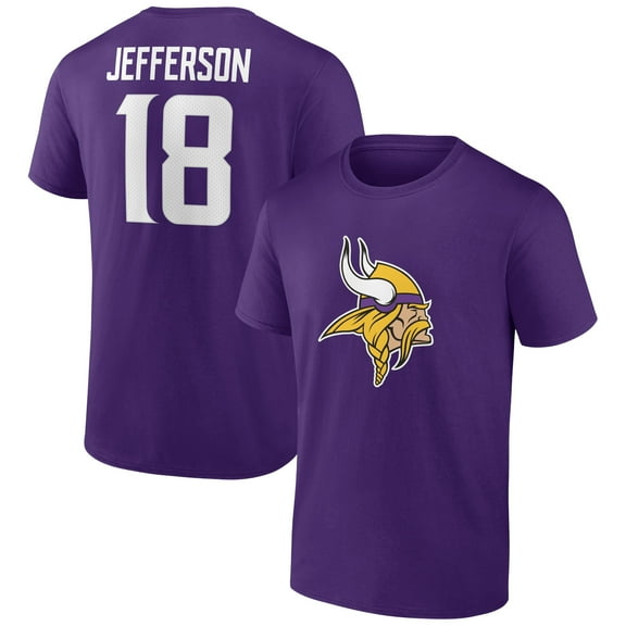 Men's Justin Jefferson Purple Minnesota Vikings Icon Player Name & Number T-Shirt