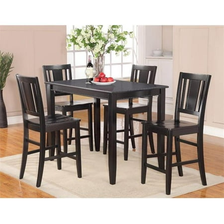 Old World Furniture Imports Wooden Imports Furniture BU3-BLK-W 3 PC Buckland Counter Height Table 30 in. x 48 in. & 2 Stools with Wood seat in Black Finish ()