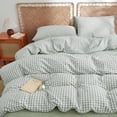 thumbnail image 2 of NAYOROOM 100% Cotton Gingham Duvet Cover King Set, 3-Piece Linen Like Textured Breathable Soft Bedding Cover（Sage Green Gingham）, 2 of 7