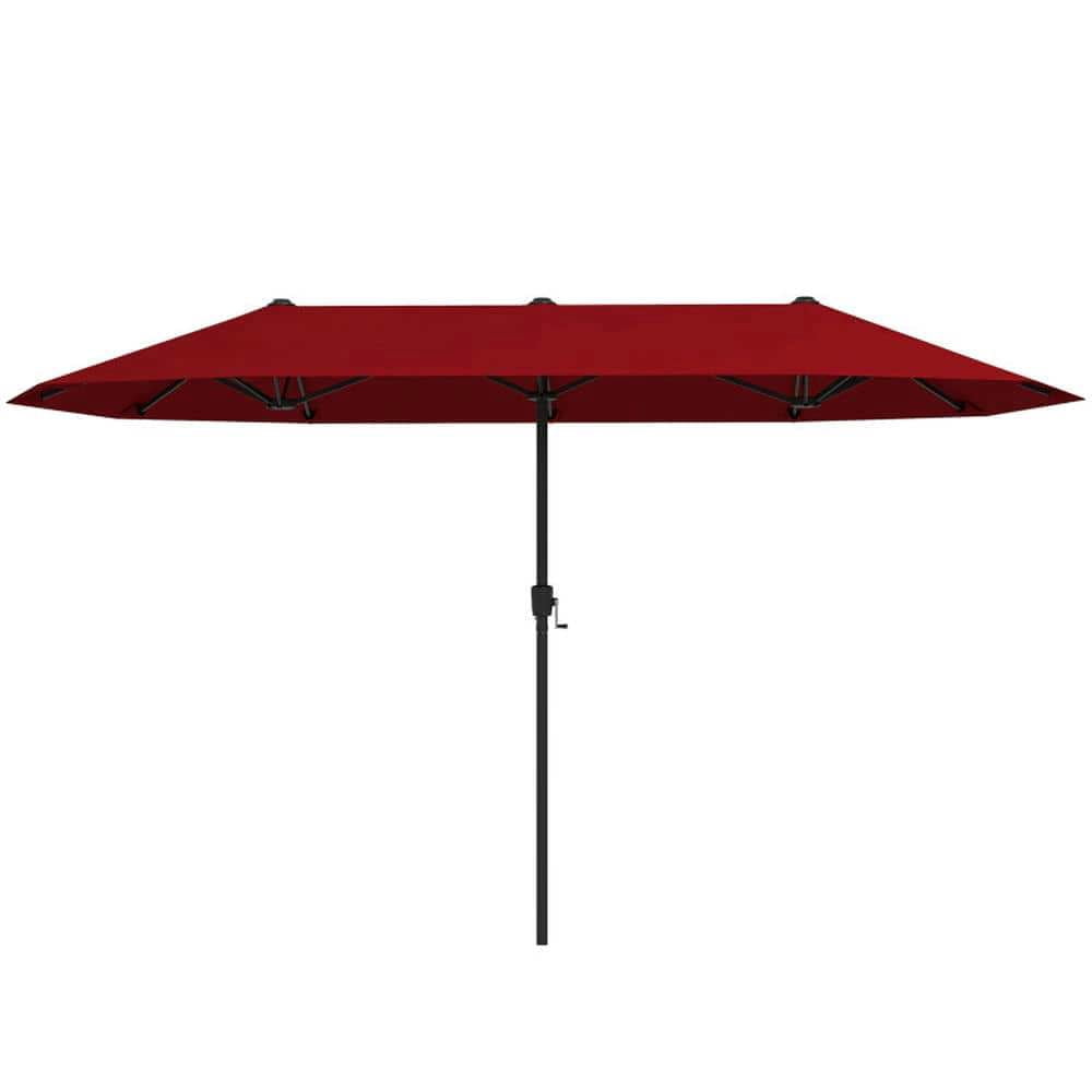 Yardi Yarda 13 Feet Large Patio Umbrella, Double-Sided Table Market Umbrella with Crank Handle for Outdoor, Red