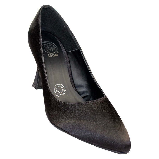 ZAPATILLA DE VESTIR LEON MUJER NEGRO SATIN 4908 LEON 4908p