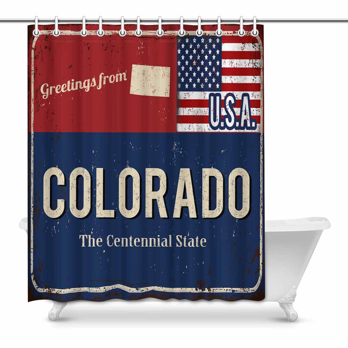 Yusdecor Colorado The Centennial State Rusty Metal Sign With Usa Flag Home Decor Waterproof Polyester Bathroom Shower Curtain Bath Decorations 60x72 Inch Walmart Canada
