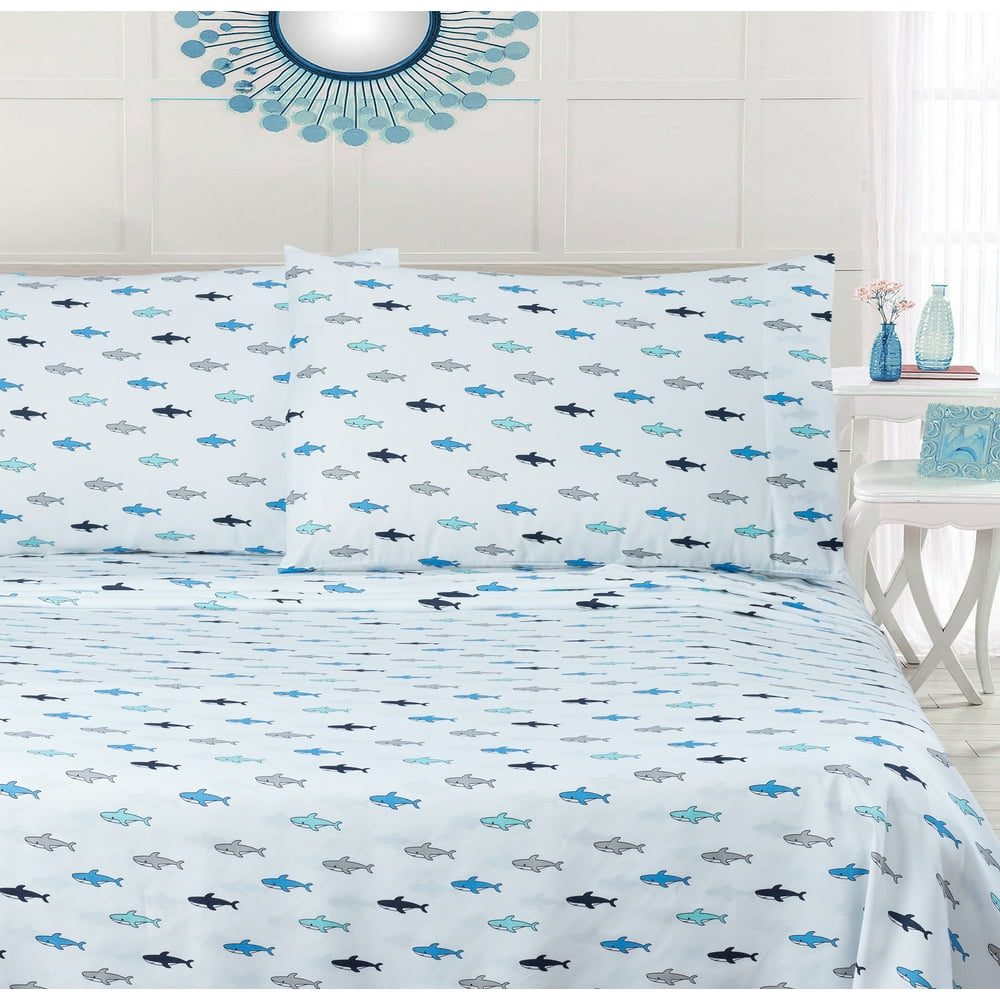 Your Zone Soft Microfiber Sheet Set, Twin/Twin XL, Sharks