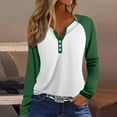 thumbnail image 2 of Hearthz Raglan Sleeve Women Colorblock Long Sleeve T Shirt Women Fall Button V Neck Henley Shirts for Women, 2 of 5