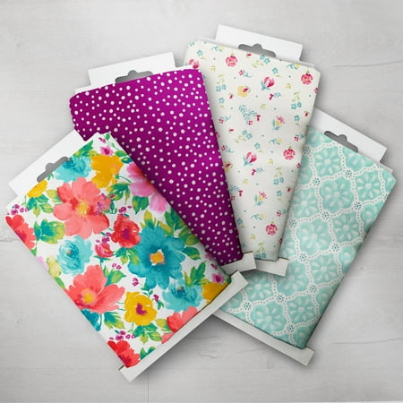 The Pioneer Woman 44" x 4 Yard Cotton 4 Piece Breezy Blossom Precut Bundle Fabric, Multicolor