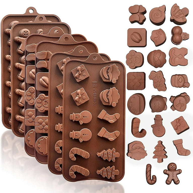 AUPERTO DIY Silicone Candy Molds - Easy to Use and Clean Chocolate Molds - Multi Style Silicone Molds for Molding Hard - 6 Pack Style 1, Size: 21