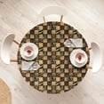 thumbnail image 4 of Ambesonne Savannah Fitted Round Tablecloth, Earthy Wildlife Patchwork, 40"- 44" Diameter, Black and Brown, 4 of 5