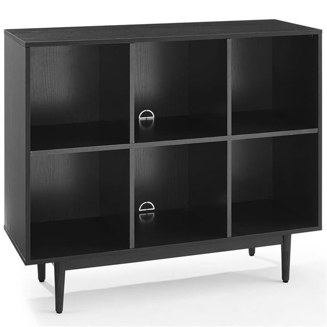 Crosley Furniture Liam Bibliothèque Cubique de Rangement pour Disques à 6 Casiers en Bois, Noire