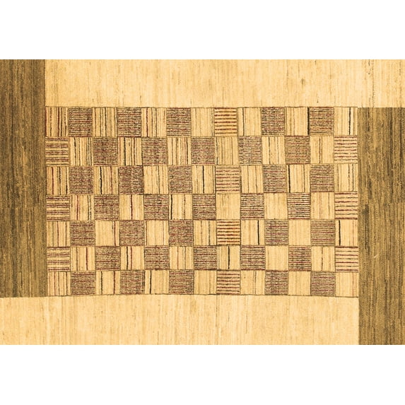 Ahgly Company Indoor Rectangle Checkered Brown Modern Area Rugs, 7' x 9'