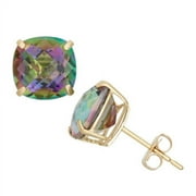 BEDAZZLED BIJOU CZ Stud Earring 18K Gold Plated Square Cut Rainbow Colorful Cubic Zirconia Earrings